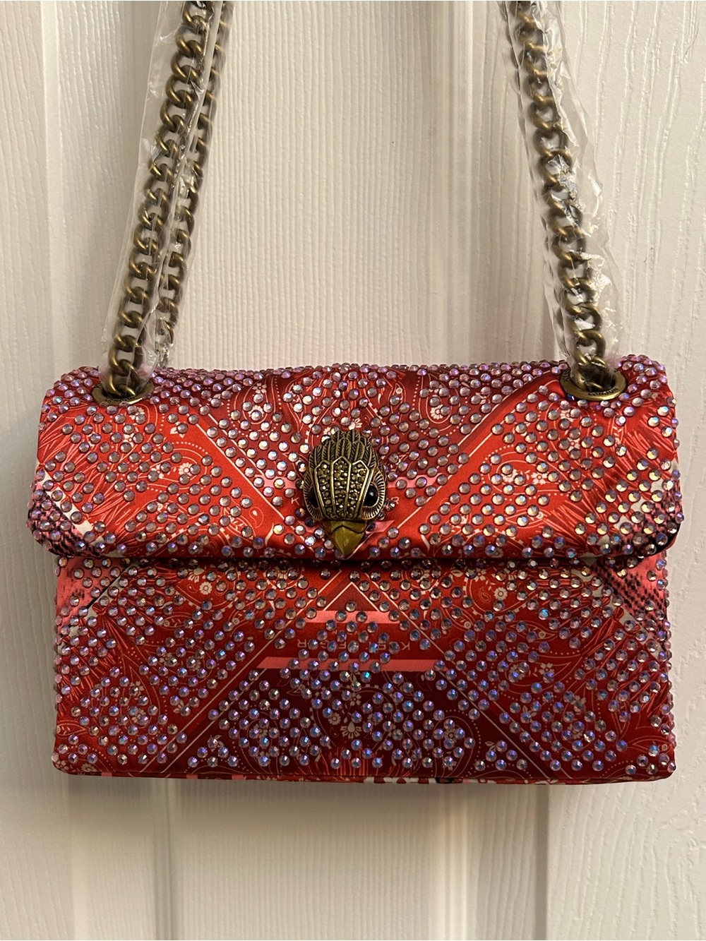 Kurt Geiger Red Crystal-Embellished Shoulder Bag